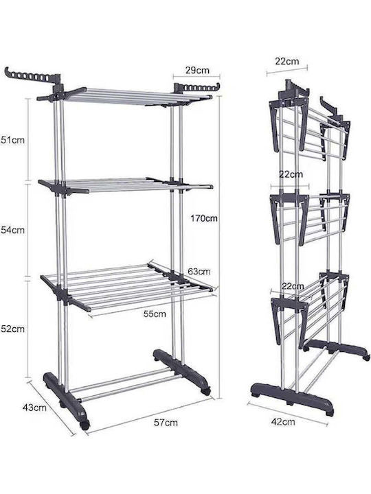 SteweHome Folding Floor Clothes Drying Rack Made of Plastic