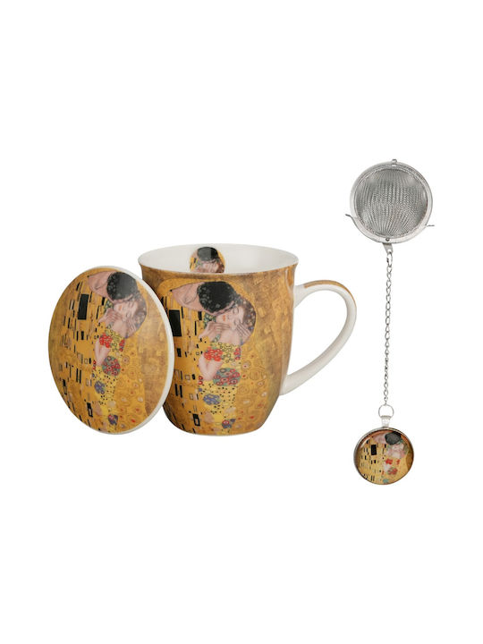 Tasse aus Porzellan mit Deckel 400ml