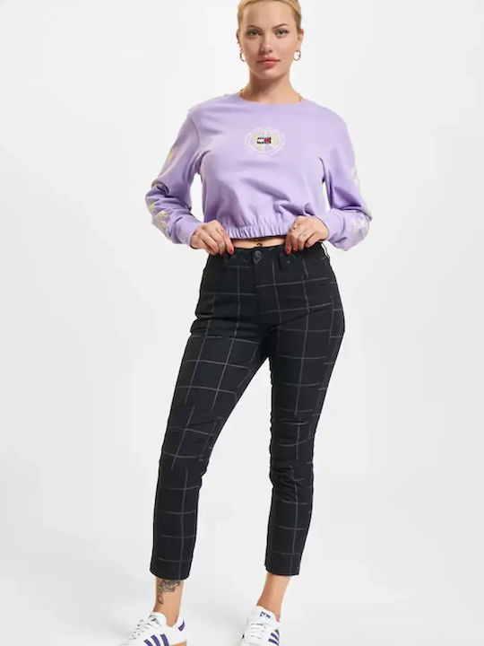 Дамски Текстилен Панталон в Boyfriend Кройка Black