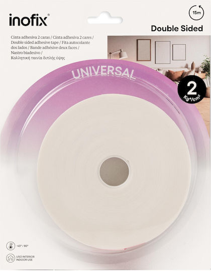 Inofix 2008 White Double-Sided Tape White 15m x 25mm