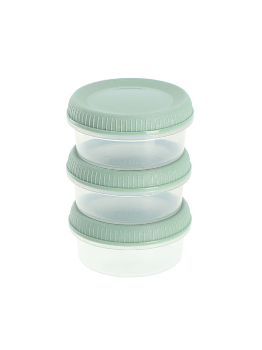 Food Containers 3 Pieces Sauce Cups Round 3x0.08L Smart Eco To Go Ø7x10cm Light Green