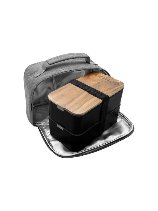 Akinod Cutie pentru Mâncare Termos Plastic Negru 1400ml 1buc