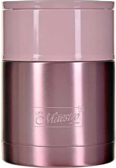 Maestro Δοχείο Φαγητού Inox Θερμός Ροζ 600ml