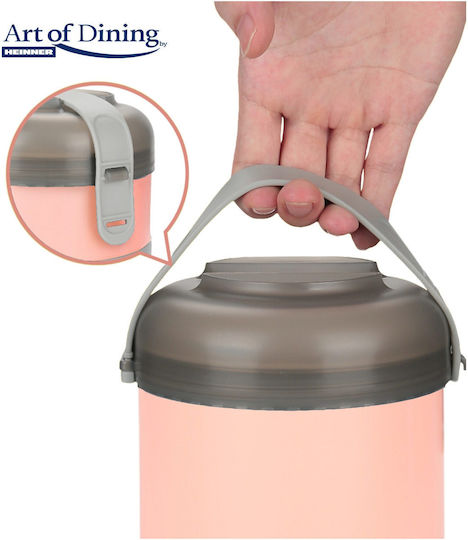 Heinner Loca Δοχείο Φαγητού Inox Ροζ με Χωρίσματα 600ml