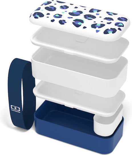 Monbento Graphic Plastic Lunch Box Blue with Compartments 500ml
