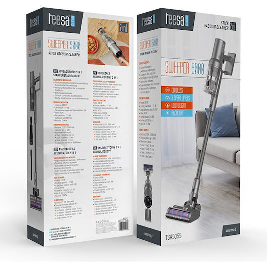 Teesa SWEEPER Rechargeable 2 in 1 Stick and Handheld Vacuum Gray