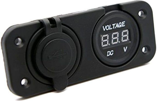 Car Cigarette Lighter USB Charger Dual Socket & Voltmeter PA20419 Car USB Charger