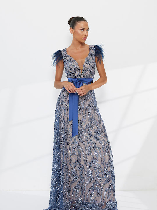 Rochie Maxi de Seara de Vară Jupon Satin Pene