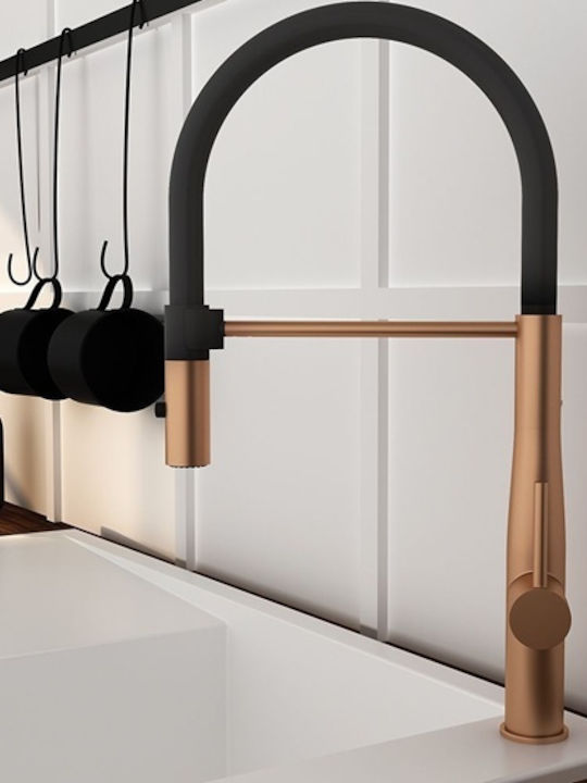 Orabella Kitchen Faucet Counter with Shower Rose Gold