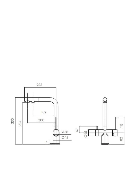 Akvaduo Plus Tall Kitchen Faucet Counter with Shower Inox Matte