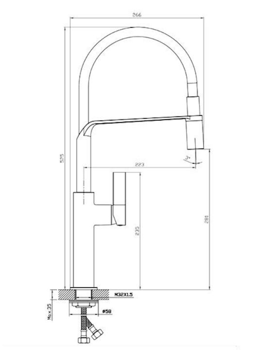 Kls Kls Kitchen Faucet Counter with Pull-Out Spray Silver