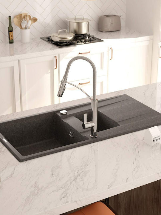 Deante Kitchen Faucet Counter Retractable Silver