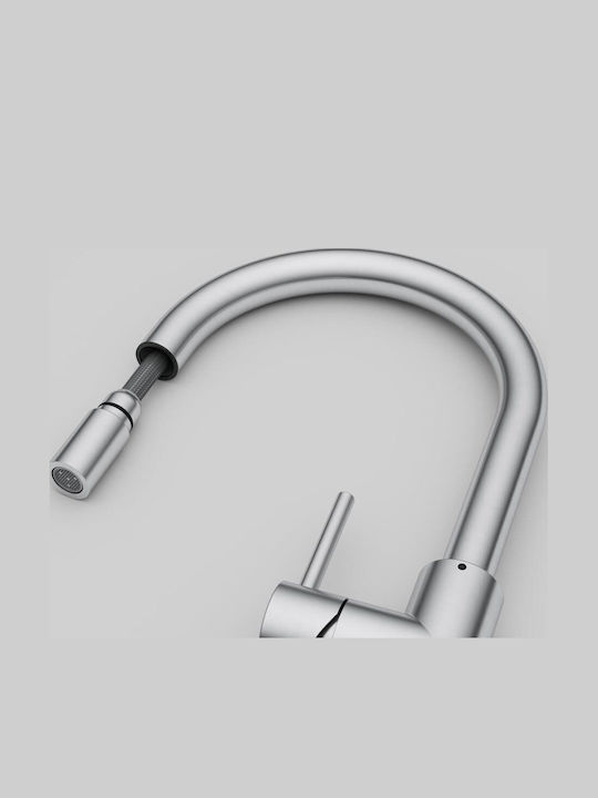 Franke Glenda Kitchen Faucet Counter with Pull-Out Spray Silver