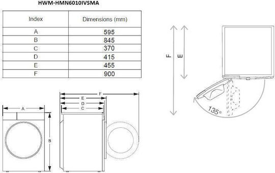 Heinner Пералня 6 кг 1000 Оборота HWM-HMN6010IVSMA
