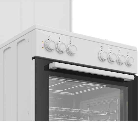 Beko Κουζίνα 65lt με Εστίες Φυσικού Αερίου & Ρεύματος Π60εκ. Λευκή