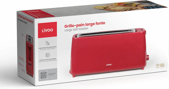 Livoo Τοστιέρα για 2 Τοστ 750W Κόκκινη