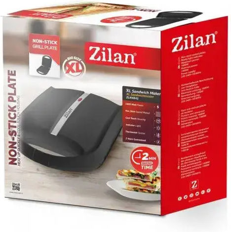 Zilan Τοστιέρα Γκριλιέρα 1600W Μαύρη