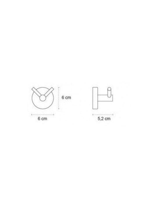 Karag Uno Άγκιστρο Μπάνιου Διπλό με Βίδες ​6x6cm Inox Ασημί