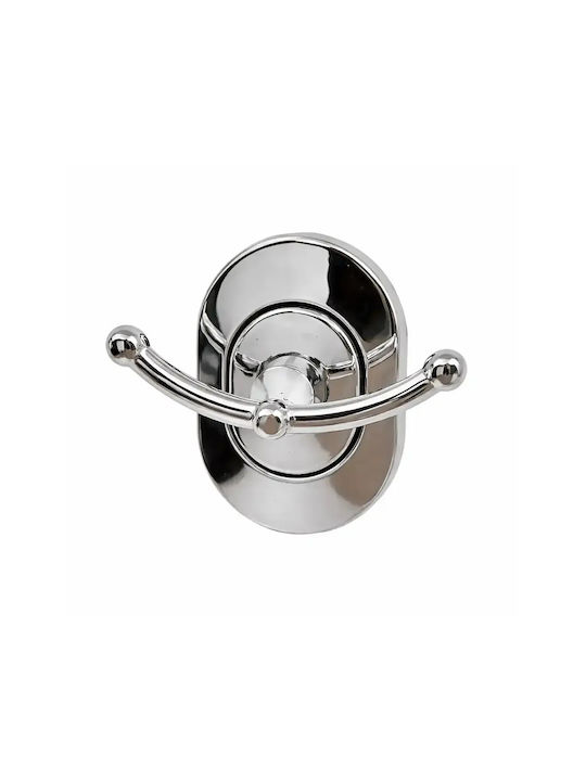 Landsh Άγκιστρο Μπάνιου Διπλό με Βίδες Inox Ασημί