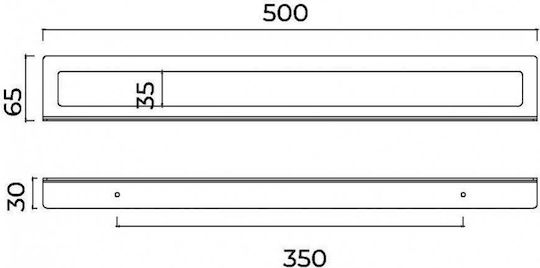 Imex Single Wall-Mounted Bathroom Rail with Screws 50x6.5cm Silver