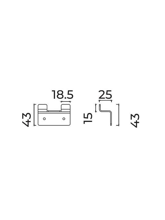 Imex Άγκιστρο Μπάνιου Διπλό με Βίδες ​6.6x4.3cm Μαύρο