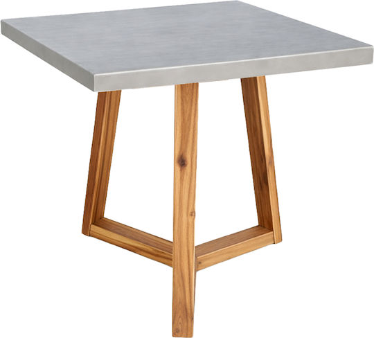 Fiber Square Dining Table with Cement Surface Gray 80x80x75cm