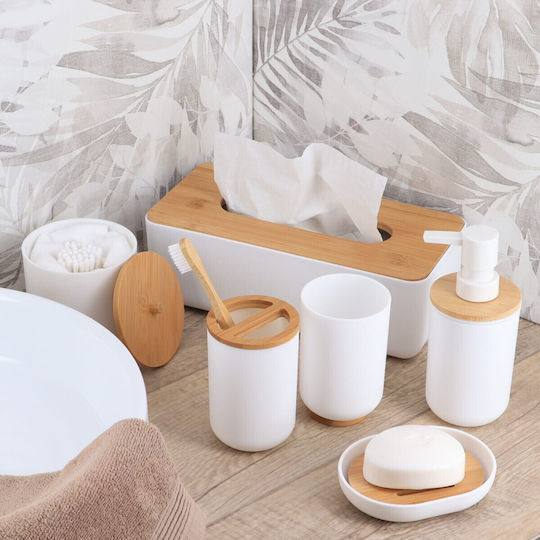 Evideco Bamboo Cup Holder Countertop White Λευκό
