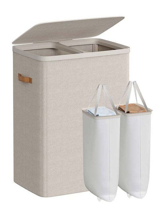 Songmics Fabric Laundry Basket 170lt with Cap 56x40x75cm Brown