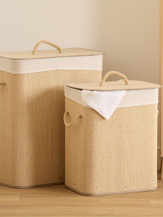 Atmosphera Καλάθι Απλύτων Bamboo 60lt με Καπάκι 52x32x63cm Μπεζ