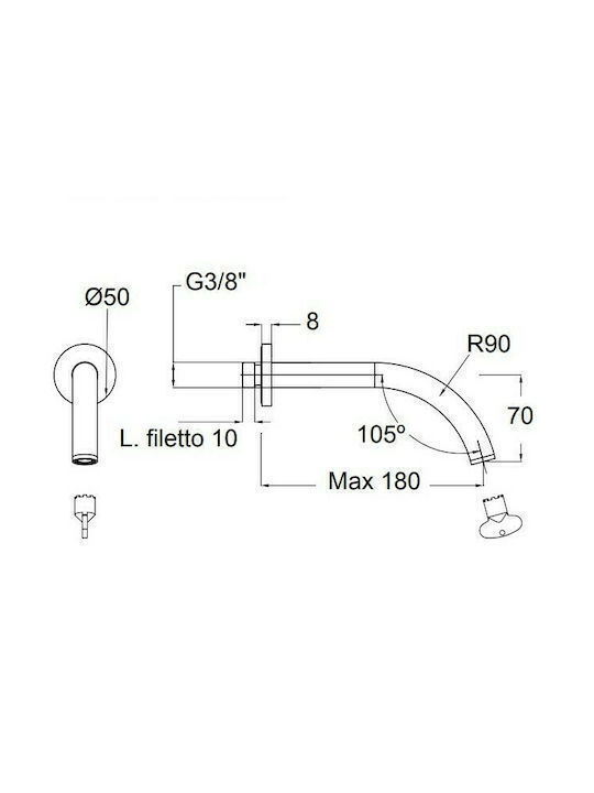 Eurorama Built-in Mixer & Spout Set for Shower Inox Gold Brushed