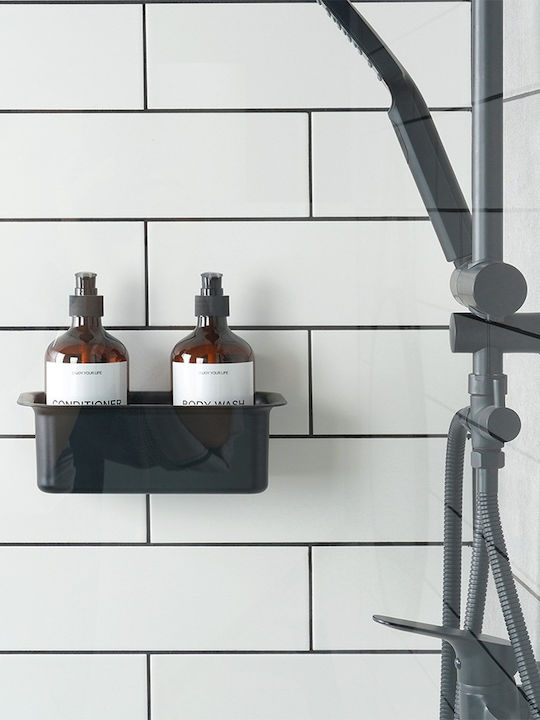 Orion An der Wand montiert Badezimmerregal Glas 23.5x13.8x16cm Schwarz