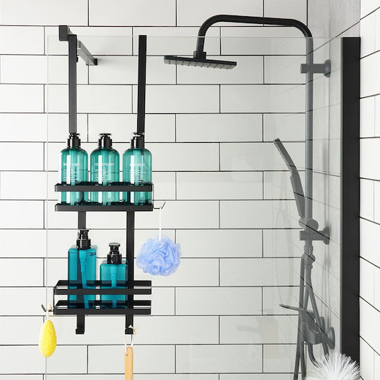 Vilde An der Wand montiert Badezimmerregal Glas 23x10.5x75cm Schwarz