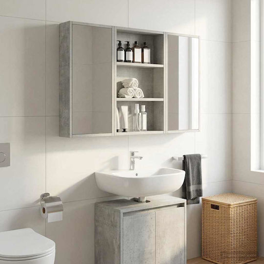 vidaXL Επιτοίχια Ραφιέρα Μπάνιου Ξύλινη 40x10x60.5cm Γκρι
