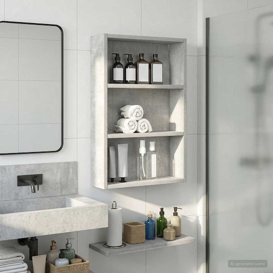 vidaXL Wall Mounted Bathroom Shelf Wooden 40x10x60.5cm Gray vidaXL Wall Mounted Bathroom Shelf Wooden 40x10x60.5cm Gray