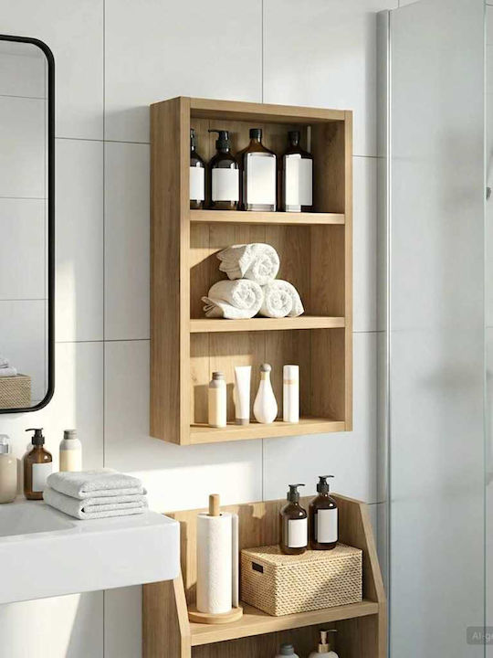 vidaXL Επιτοίχια Ραφιέρα Μπάνιου Ξύλινη 30x10x50cm Καφέ