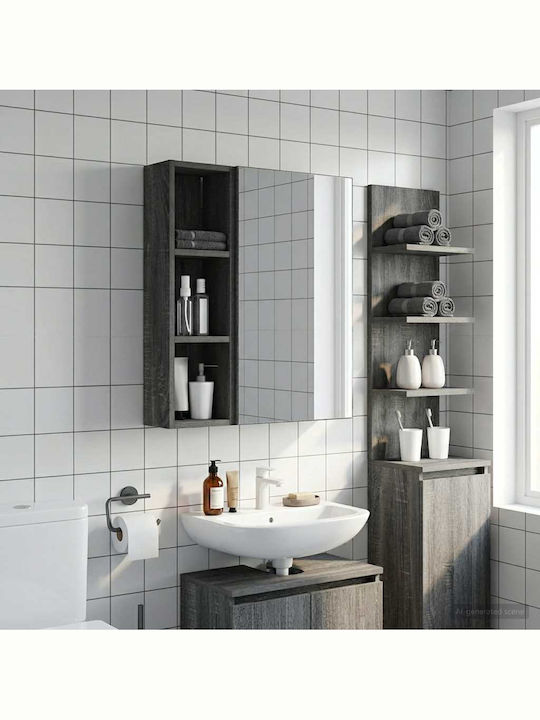 vidaXL Стенен Рафтове За Баня Дървен 20x14x70см Сив