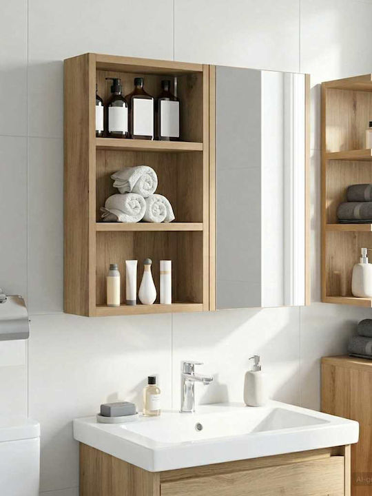 vidaXL Επιτοίχια Ραφιέρα Μπάνιου Ξύλινη 30x10x50cm Καφέ