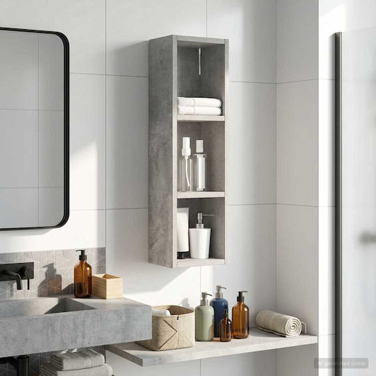 vidaXL Επιτοίχια Ραφιέρα Μπάνιου Ξύλινη 20x14x70cm Γκρι vidaXL Επιτοίχια Ραφιέρα Μπάνιου Ξύλινη 20x14x70cm Γκρι