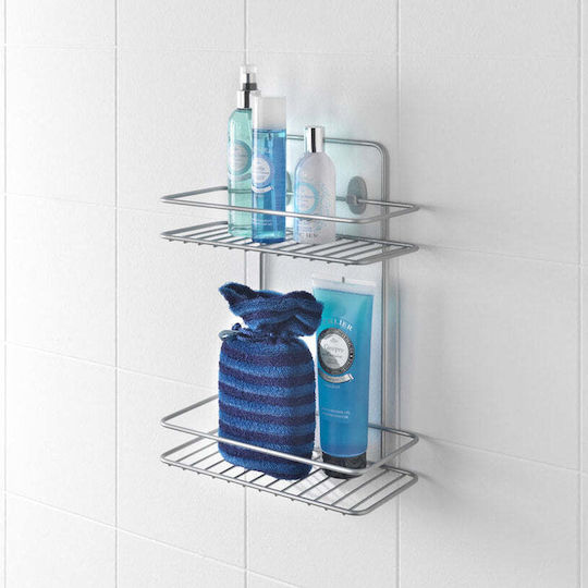 Metaltex Polytherm Reflex Wall Mounted Bathroom Shelf Metallic with 2 Shelves 26x13x35cm Silver