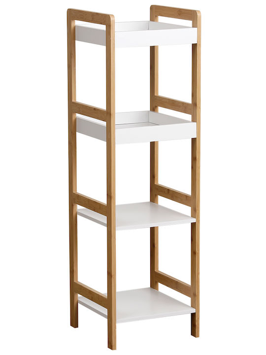 MRShome Floor Bathroom Shelf Bamboo with 4 Shelves 34x33x110cm Beige
