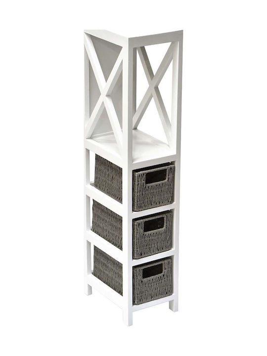 MRShome Floor Bathroom Shelf Wooden 17x24x82cm Gray