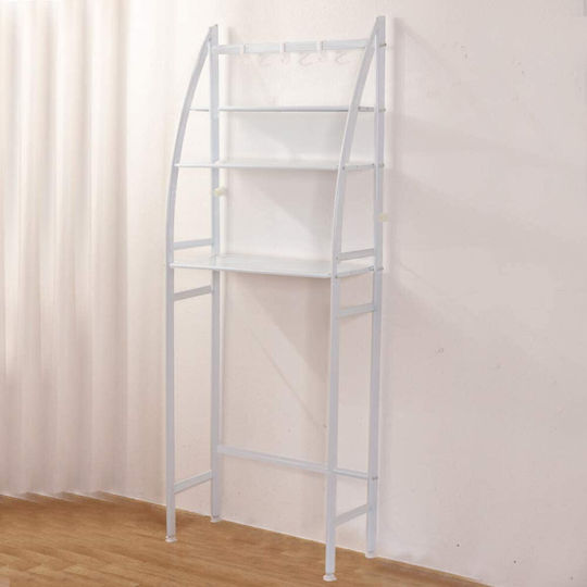 Toilet Rack Подов Рафт за баня Метален с 3 рафта 44x24.5x176см Бял