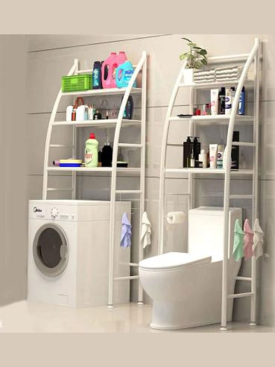 Toilet Rack Επιδαπέδια Ραφιέρα Μπάνιου Μεταλλική με 3 Ράφια 44x24.5x176cm Λευκή