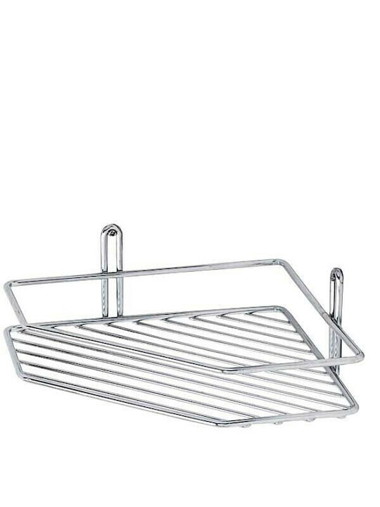 Tekno-Tel 455.ES071 Γωνιακή Επιτοίχια Ραφιέρα Μπάνιου Inox με 1 Ράφι 27.5x20x8cm