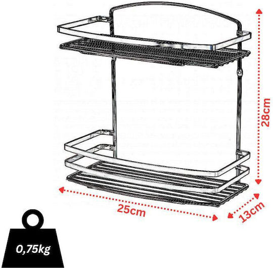 Tekno-Tel 455.BK085/ST Стенен Рафт за баня Inox с 2 рафта 25x13x28см Сребриста Tekno-Tel 455.BK085/ST Стенен Рафт за баня Inox с 2 рафта 25x13x28см Сребриста