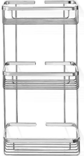 Sanco A3-005 00005-A03 Montat pe perete Raft Baie Inox cu 3 Rafturi 26.5x12.5x51cm Argintie