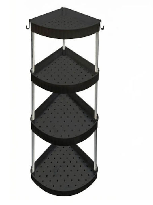 TnS Corner Bathroom Shelf Plastic with 4 Shelves Black