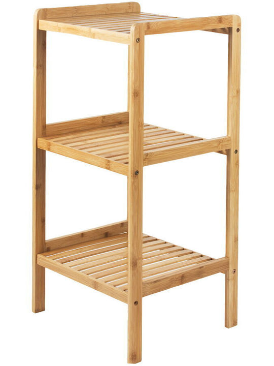Green Blue Floor Bathroom Shelf Bamboo 37x33x78cm Green