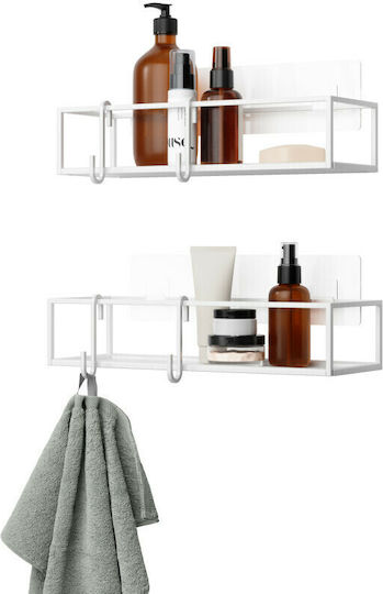 Umbra Cubico Wall Mounted Bathroom Shelf Metallic with 2 Shelves 32x12x20cm White Umbra Cubico Wall Mounted Bathroom Shelf Metallic with 2 Shelves 32x12x20cm White