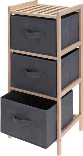 Bathroom furniture with 3 fabric shelves Floor Bathroom Shelf Wooden with 3 Shelves 27.5x25.4x65cm Gray